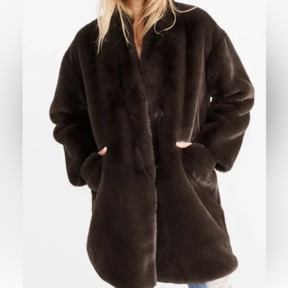 Abercrombie & Fitch Chocolate Brown Faux Fur Jacket